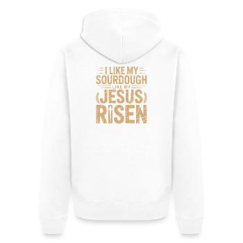 Sauerteig-aufgegangener Wortspiel-Tee - Unisex Premium Bio Zip Hoodie - Weiß - Hinten - Thijin (182cm)