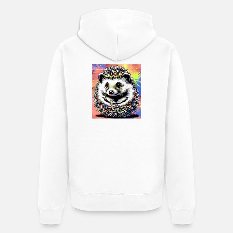 hérisson - Veste à capuche bio Premium Unisexe - blanc