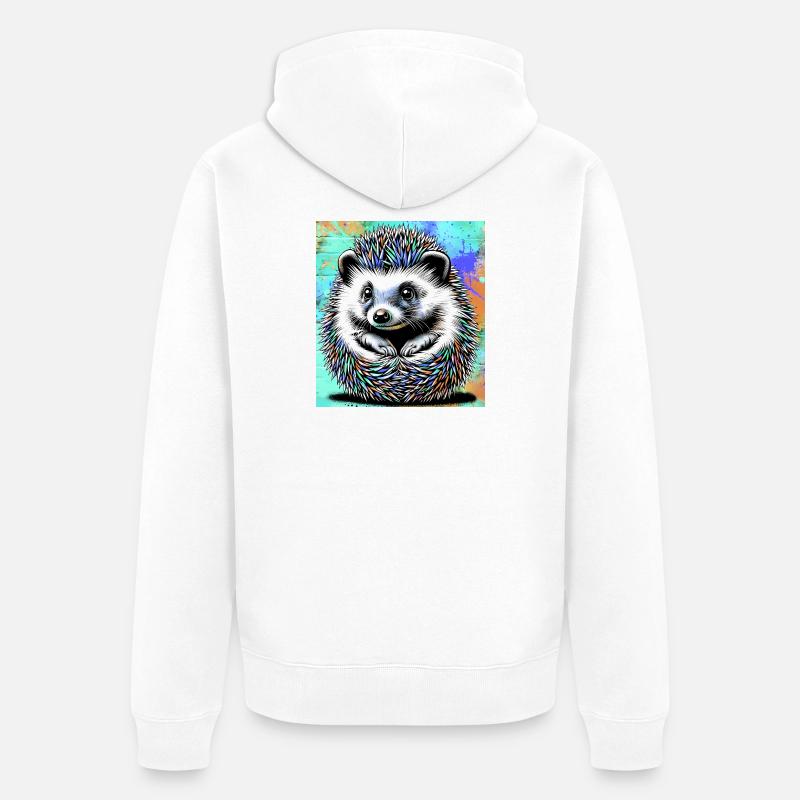hérisson - Veste à capuche bio Premium Unisexe - blanc
