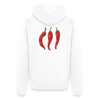 Three Red Chili Peppers Illustration - Unisex Premium Organic Zip Hoodie - white - Back - Thijin (182cm)