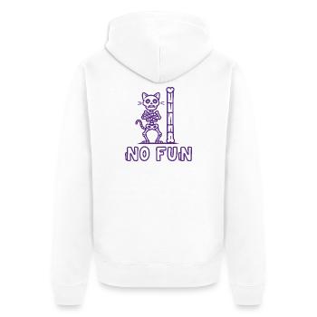 No Fun Saying Skeleton Cat Gothic - Unisex Premium Organic Zip Hoodie - white - Back - Thijin (182cm)