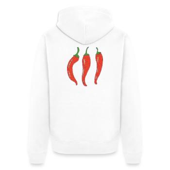 Dreifache Chili Grafik impressionismus - Unisex Premium Bio Zip Hoodie - Weiß - Hinten - Thijin (182cm)