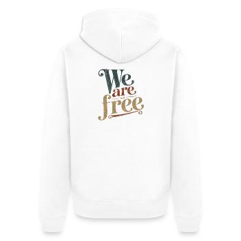 Message typographique vintage sur la liberté - Veste à capuche bio Premium Unisexe - blanc - Dos - Thijin (182cm)
