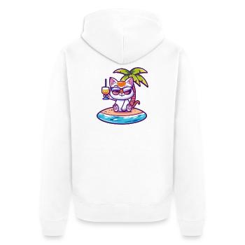 Palmier d’été félin - Veste à capuche bio Premium Unisexe - blanc - Dos - Thijin (182cm)