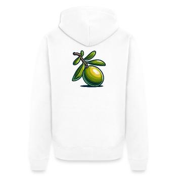 Bright Botanical Cartoon Olive - Unisex Premium Organic Zip Hoodie - white - Back - Thijin (182cm)