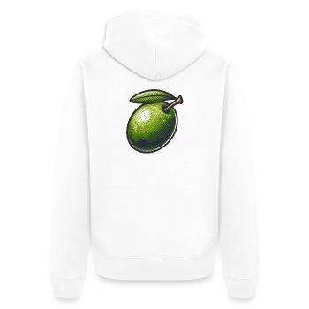 Olivgrüner Vintage-Geist - Unisex Premium Bio Zip Hoodie - Weiß - Hinten - Thijin (182cm)