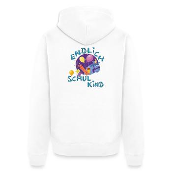 Endlich Schulkind  - Unisex Premium Bio Zip Hoodie - Weiß - Hinten - Thijin (182cm)