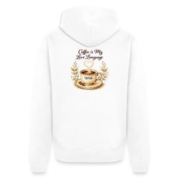 coffe_ist_my_live_language - Unisex Premium Bio Zip Hoodie - Weiß - Hinten - Thijin (182cm)