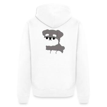 Grey Fluffy Schnauzer Pup Charm - Unisex Premium Organic Zip Hoodie - white - Back - Thijin (182cm)