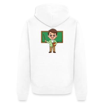 Comic teacher with glasses at blackboard – school - Unisex Premium Organic Zip Hoodie - white - Back - Thijin (182cm)