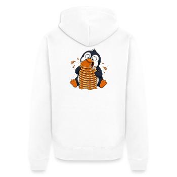 Pinguin mit Pancakes Lustiger Cartoon - Unisex Premium Bio Zip Hoodie - Weiß - Hinten - Thijin (182cm)