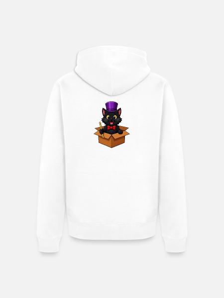 Zauberer-Katzen-Pappschachtel-Trick - Unisex Premium Bio Zip Hoodie - Weiß