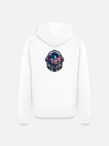 Kosmische Traumlandschaft im Helm - Unisex Premium Bio Zip Hoodie - Weiß