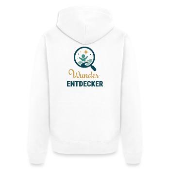 Wunder Entdecker - Unisex Premium Bio Zip Hoodie - Weiß - Hinten - Thijin (182cm)