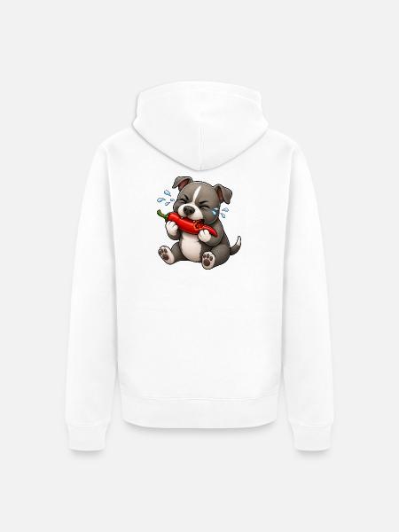 Pitbull Chili Scharf Lustiger Cartoon - Unisex Premium Bio Zip Hoodie - Weiß
