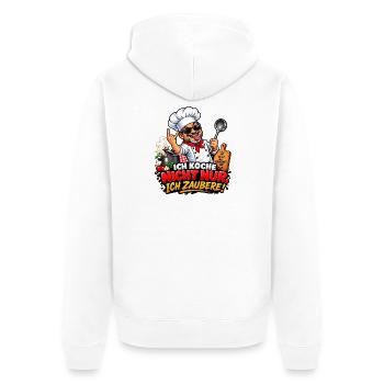 Kochzauberer – Mehr als Kochen - Unisex Premium Bio Zip Hoodie - Weiß - Hinten - Thijin (182cm)