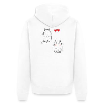 coole Katzen - Unisex Premium Bio Zip Hoodie - Weiß - Hinten - Thijin (182cm)