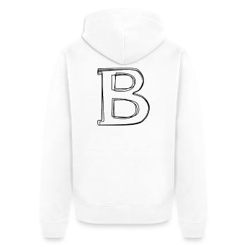 Buchstabe B handgezeichnet - Unisex Premium Bio Zip Hoodie - Weiß - Hinten - Thijin (182cm)