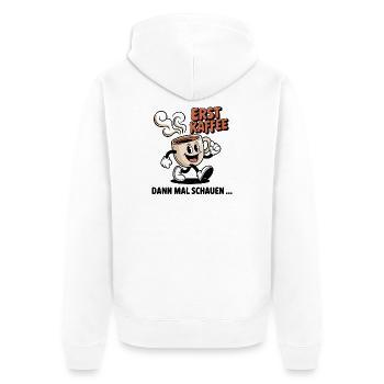 Erst Kaffee - Unisex Premium Bio Zip Hoodie - Weiß - Hinten - Thijin (182cm)