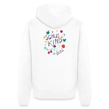 Schulkind 2026  - Unisex Premium Bio Zip Hoodie - Weiß - Hinten - Thijin (182cm)