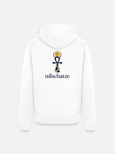 Nilschätze Ankh Logo Design - Unisex Premium Bio Zip Hoodie - Weiß