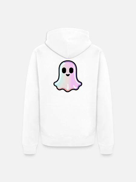 Niedlicher Geist Halloween Pastell - Unisex Premium Bio Zip Hoodie - Weiß