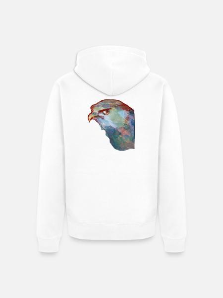 Aquarell Adlerkopf-Abstract - Unisex Premium Bio Zip Hoodie - Weiß