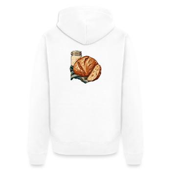 Sauerteiglaib und Starterglas - Unisex Premium Bio Zip Hoodie - Weiß - Hinten - Thijin (182cm)