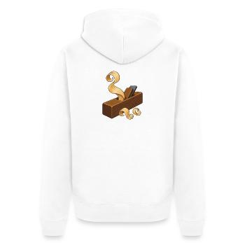Holzhobel und Späne - Unisex Premium Bio Zip Hoodie - Weiß - Hinten - Thijin (182cm)