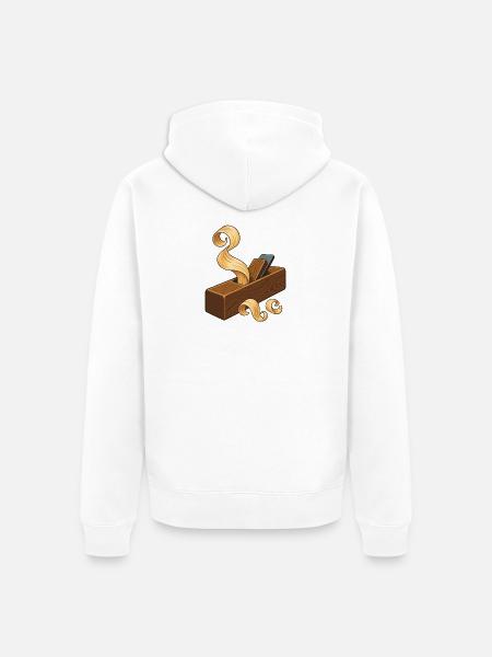 Holzhobel und Späne - Unisex Premium Bio Zip Hoodie - Weiß