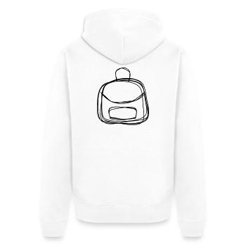 Rucksack handgezeichnet - Unisex Premium Bio Zip Hoodie - Weiß - Hinten - Thijin (182cm)