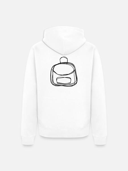 Rucksack handgezeichnet - Unisex Premium Bio Zip Hoodie - Weiß