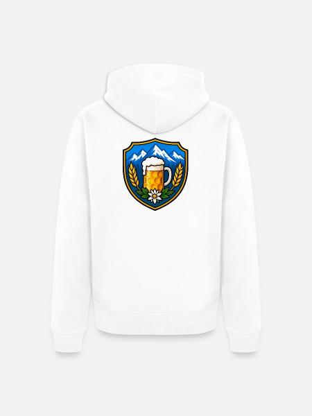 Bier Schild Emblem - Unisex Premium Bio Zip Hoodie - Weiß