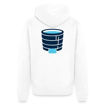 Eisbad Tonne Icon - Unisex Premium Bio Zip Hoodie - Weiß - Hinten - Thijin (182cm)