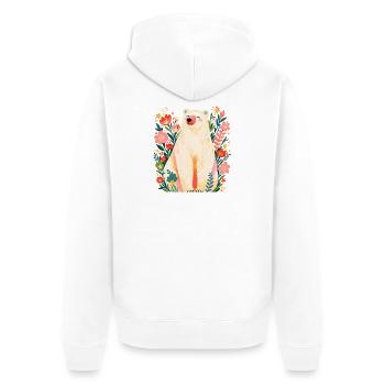 Eisbär Floral Bear Wild Nature Lover Kunst - Unisex Premium Bio Zip Hoodie - Weiß - Hinten - Thijin (182cm)