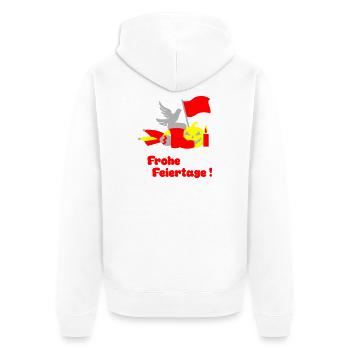 Frohe Feiertage - Unisex Premium Bio Zip Hoodie - Weiß - Hinten - Thijin (182cm)