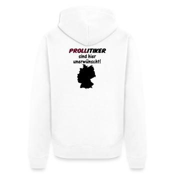 PROLLitiker Politik Politiker Wahl Partei Geschenk - Unisex Premium Bio Zip Hoodie - Weiß - Hinten - Thijin (182cm)