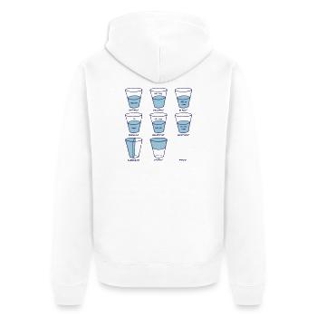 Opinions - Unisex Premium Bio Zip Hoodie - Weiß - Hinten - Thijin (182cm)