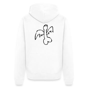 fliegender Penis flying cock exit-shirt - Unisex Premium Bio Zip Hoodie - Weiß - Hinten - Thijin (182cm)