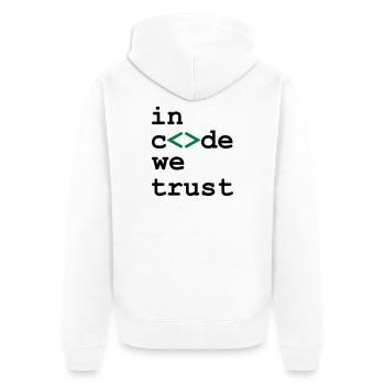 [ In code we trust ] - Veste à capuche bio Premium Unisexe - blanc - Dos - Thijin (182cm)