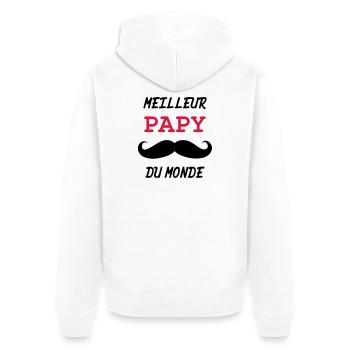 Papy - Famille - Bébé - Naissance - Enfant - Veste à capuche bio Premium Unisexe - blanc - Dos - Thijin (182cm)