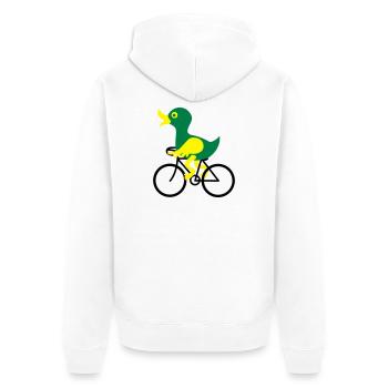 Eine Ente fährt Fahrrad - Unisex Premium Bio Zip Hoodie - Weiß - Hinten - Thijin (182cm)