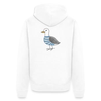 Möwe Maritim - Unisex Premium Bio Zip Hoodie - Weiß - Hinten - Thijin (182cm)