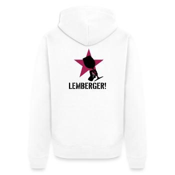 Lemberger Revolution - Unisex Premium Bio Zip Hoodie - Weiß - Hinten - Thijin (182cm)