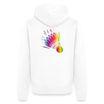 dessin de badminton coloré de badminton - Veste à capuche bio Premium Unisexe - blanc - Dos - Thijin (182cm)