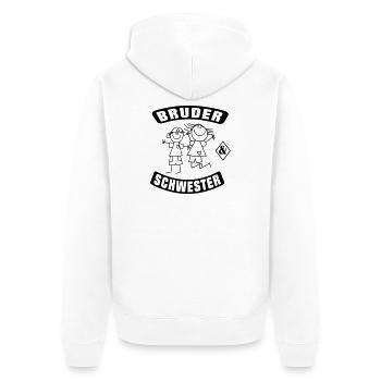 Bruder und Schwester - Unisex Premium Bio Zip Hoodie - Weiß - Hinten - Thijin (182cm)