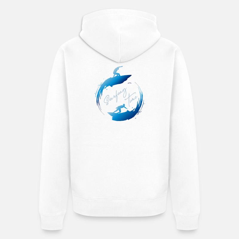 Surf, temps de surf - Veste à capuche bio Premium Unisexe - blanc