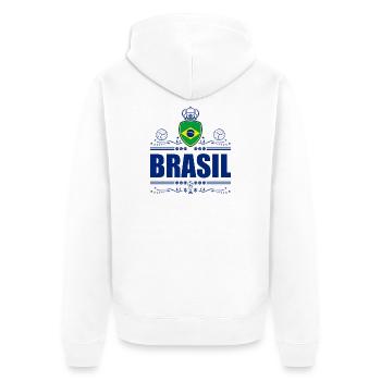 BRAZIL - BRASIL - Unisex Premium Organic Zip Hoodie - white - Back - Thijin (182cm)