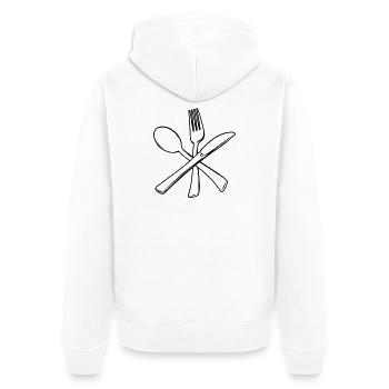 Couteau fourchette et cuillère croisée transparente - Veste à capuche bio Premium Unisexe - blanc - Dos - Thijin (182cm)