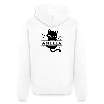 T-Shirt Amelia T-Shirt Katze Geschenkidee Katze - Unisex Premium Bio Zip Hoodie - Weiß - Hinten - Thijin (182cm)